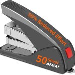 AFMAT Stapler for Desk, 50 Sheets Effortless Stapler, Ergonomic Office Stapler, Low Force, One Touch Stapling Desk Stapler, Built-in Staple Remover, Portable & Space Save Size, Good for Home & Office
